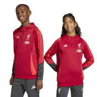 adidas Liverpool Track Hoodie 1/4-Zip 2025-2026 Kids Rood Grijs Zilver