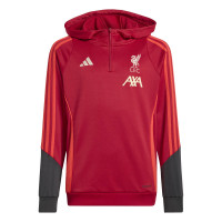 adidas Liverpool Track Hoodie 1/4-Zip 2025-2026 Kids Rood Grijs Zilver