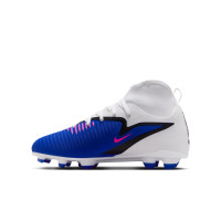 Nike Phantom 6 High Club Gras / Kunstgras Voetbalschoenen (MG) Kids Blauw Wit Felroze