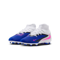Nike Phantom 6 High Club Gras / Kunstgras Voetbalschoenen (MG) Kids Blauw Wit Felroze