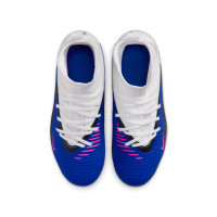 Nike Phantom 6 High Club Gras / Kunstgras Voetbalschoenen (MG) Kids Blauw Wit Felroze