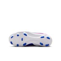 Nike Phantom 6 High Club Gras / Kunstgras Voetbalschoenen (MG) Kids Blauw Wit Felroze