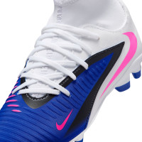 Nike Phantom 6 High Club Gras / Kunstgras Voetbalschoenen (MG) Kids Blauw Wit Felroze