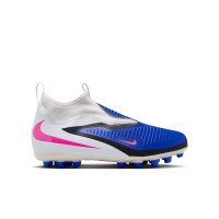 Nike Phantom 6 High Academy Gras / Kunstgras Voetbalschoenen (MG) Kids Blauw Wit Felroze