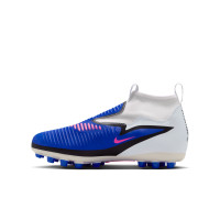 Nike Phantom 6 High Academy Gras / Kunstgras Voetbalschoenen (MG) Kids Blauw Wit Felroze