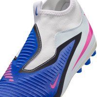 Nike Phantom 6 High Academy Grass/Artificial Grass Football Boots (MG) Kids Blue White Hot Pink