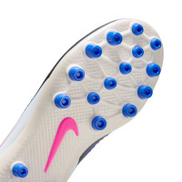 Nike Phantom 6 High Academy Grass/Artificial Grass Football Boots (MG) Kids Blue White Hot Pink