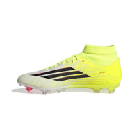 adidas F50 League Mid Gras / Kunstgras Voetbalschoenen (MG) Neongeel Zwart Rood