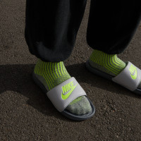 Nike Victori One Slides Dark Grey Light Grey Neon Yellow