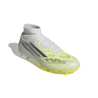 adidas F50 Sparkfusion League Gras / Kunstgras Voetbalschoenen (MG) Dames Wit Grijs Neongeel