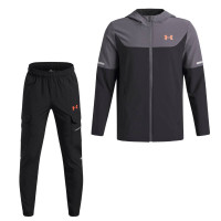Under Armour Tech Utility Woven Trainingspak Full-Zip Kids Zwart Donkergrijs Rood