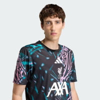 adidas Liverpool Pre-Match Trainingsshirt 2025-2026 Zwart Donkergroen Lichtroze