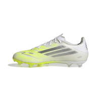 adidas F50 Sparkfusion League Low Gras / Kunstgras Voetbalschoenen (MG) Dames Wit Grijs Neongeel