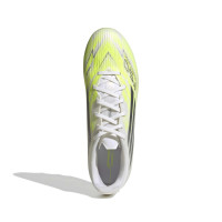 adidas F50 Sparkfusion League Low Gras / Kunstgras Voetbalschoenen (MG) Dames Wit Grijs Neongeel