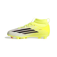 adidas F50 League Mid Gras / Kunstgras Voetbalschoenen (MG) Kids Neongeel Zwart Rood