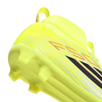 adidas F50 League Mid Gras / Kunstgras Voetbalschoenen (MG) Kids Neongeel Zwart Rood