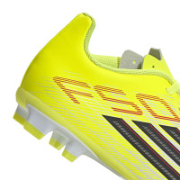 adidas F50 Club Grass/Artificial Grass Football Boots (MG) Kids Neon Yellow Black Red