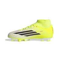 adidas F50 Club Mid Gras / Voetbalschoenen (MG) Kids Neongeel Zwart Rood