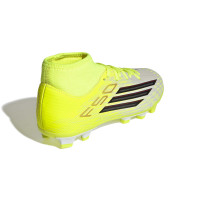 adidas F50 Club Mid Gras / Voetbalschoenen (MG) Kids Neongeel Zwart Rood