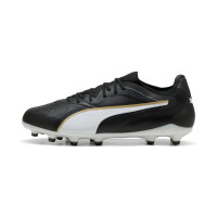 PUMA King 20 Ultimate Gras Voetbalschoenen (FG) Zwart Wit Goud