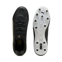 PUMA King 20 Ultimate Gras Voetbalschoenen (FG) Zwart Wit Goud