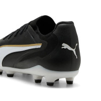 PUMA King 20 Ultimate Gras Voetbalschoenen (FG) Zwart Wit Goud