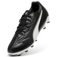 PUMA King 20 Match Gras / Kunstgras Voetbalschoenen (MG) Kids Zwart Wit Goud
