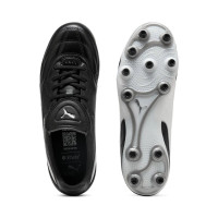 PUMA King Liga Grass/Artificial Grass Football Boots (MG) Black Silver White