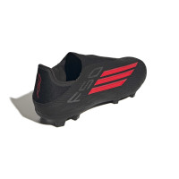 adidas F50 League Laceless Grass/Artificial Grass Football Boots (MG) Black Red Dark Grey