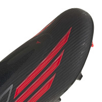 adidas F50 League Laceless Grass/Artificial Grass Football Boots (MG) Black Red Dark Grey