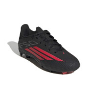 adidas F50 League Gras / Kunstgras Voetbalschoenen (MG) Kids Zwart Rood Donkergrijs