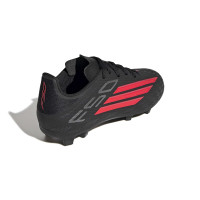 adidas F50 League Gras / Kunstgras Voetbalschoenen (MG) Kids Zwart Rood Donkergrijs