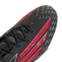 adidas F50 Elite Gras Voetbalschoenen (FG) Zwart Rood Donkergrijs