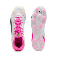 PUMA King 20 Pro Grass/Artificial Grass Football Boots (MG) White Hot Pink Blue Yellow