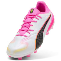 PUMA King 20 Pro Grass/Artificial Grass Football Boots (MG) White Hot Pink Blue Yellow