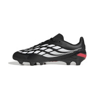 adidas Predator League Gras Voetbalschoenen (FG) Kids Zwart Wit Rood