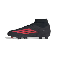 adidas F50 League Mid Grass/Artificial Grass Football Boots (MG) Black Red Dark Grey