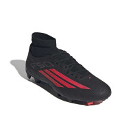 adidas F50 League Mid Grass/Artificial Grass Football Boots (MG) Black Red Dark Grey