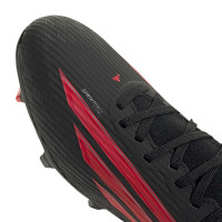 adidas F50 League Mid Gras / Kunstgras Voetbalschoenen (MG) Zwart Rood Donkergrijs