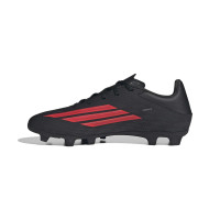 adidas F50 Club Gras / Kunstgras Voetbalschoenen (MG) Zwart Rood Donkergrijs