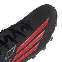 adidas F50 Club Gras / Kunstgras Voetbalschoenen (MG) Zwart Rood Donkergrijs