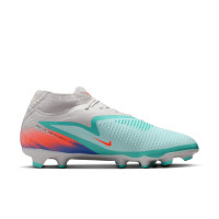 Nike Phantom 6 High Academy Grass/Artificial Grass Football Boots (MG) Silver Turquoise Orange Blue