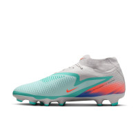 Nike Phantom 6 High Academy Gras / Kunstgras Voetbalschoenen (MG) Zilver Turquoise Oranje Blauw
