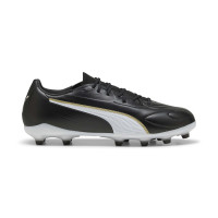 PUMA King 20 Match Gazon Naturel Artificiel Chaussures de Foot (MG) Noir Blanc Doré