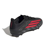 adidas F50 Elite Gras Voetbalschoenen (FG) Kids Zwart Rood Donkergrijs