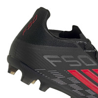 adidas F50 Elite Gras Voetbalschoenen (FG) Kids Zwart Rood Donkergrijs