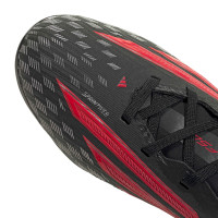 adidas F50 Elite Gras Voetbalschoenen (FG) Kids Zwart Rood Donkergrijs