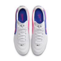 Nike Tiempo Ligera Pro Gras Voetbalschoenen (FG) Wit Blauw Felroze