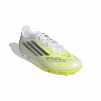 adidas F50 Sparkfusion League Low Gras / Kunstgras Voetbalschoenen (MG) Dames Wit Grijs Neongeel