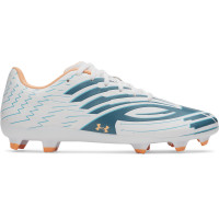 Under Armour Shadow Select 4 Gazon Naturel Chaussures de Foot (FG) Blanc Bleu Foncé Bleu Azure Orange